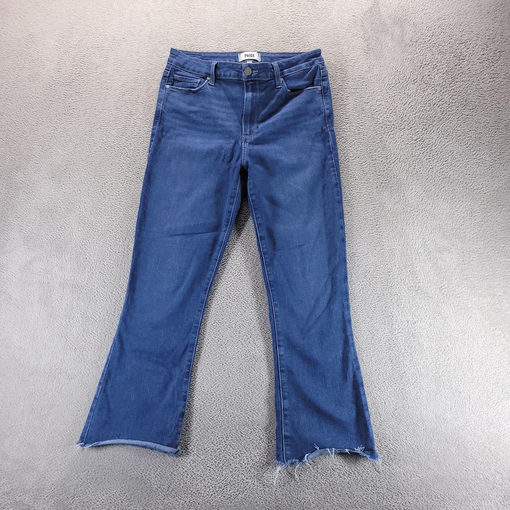 Paige Jeans Womens 30 Blue Rory Crop Flare Mid Rise Raw Hem Stretch Boho